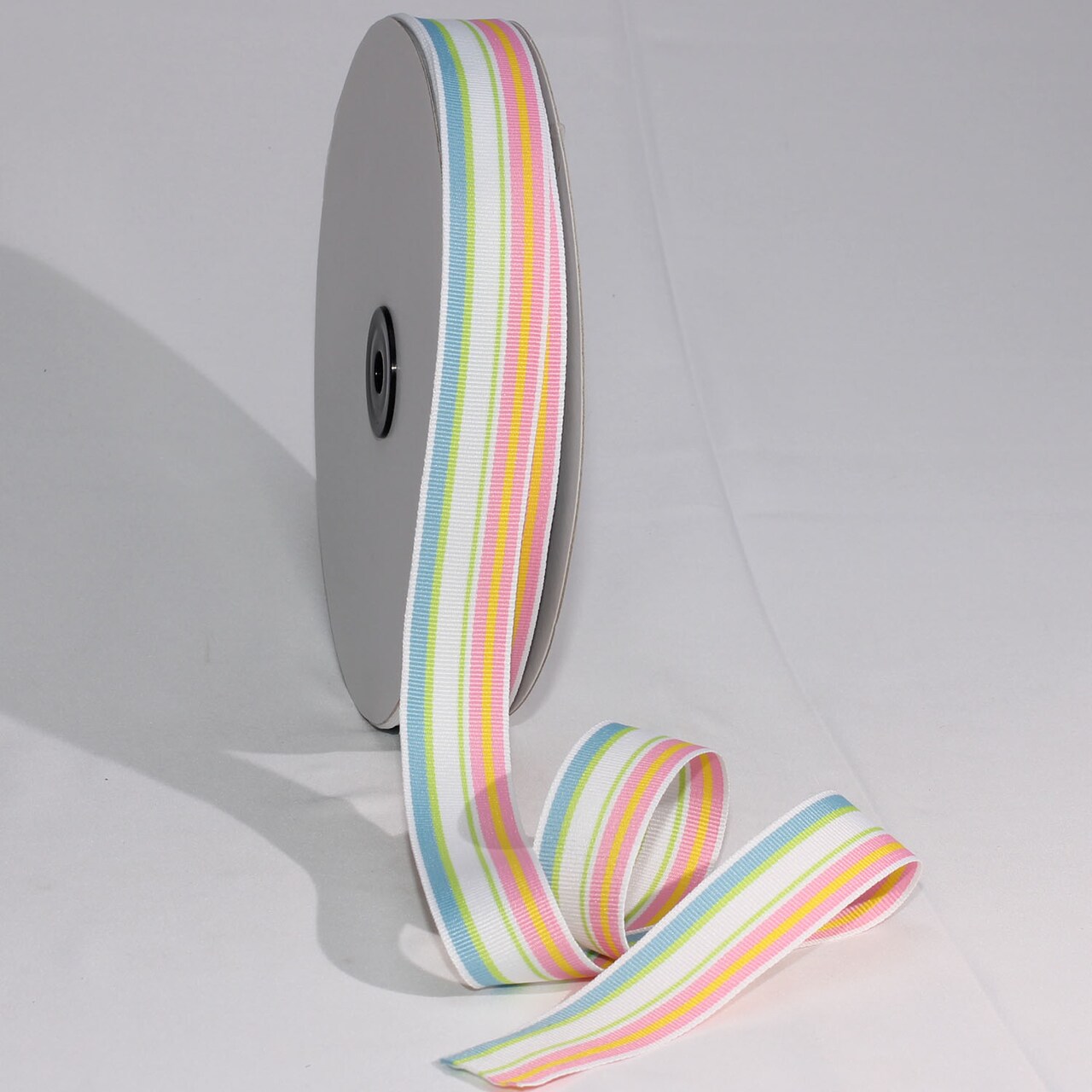 The Ribbon People White and Green Striped Woven Grosgrain Craft Ribbon 1" x 55 Yards